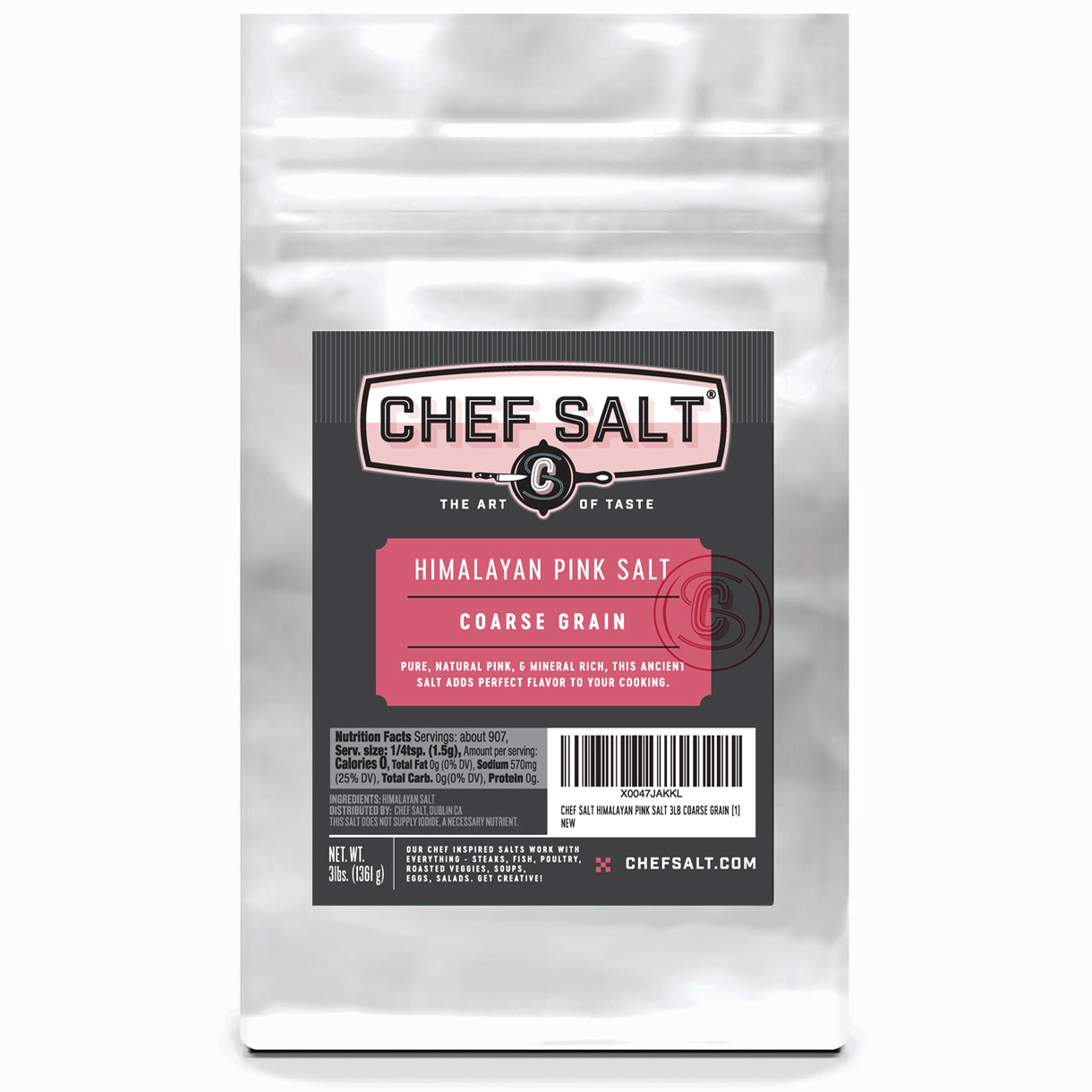 Himalayan Pink Salt - 3lb CHEF Bag - COARSE GRAIN