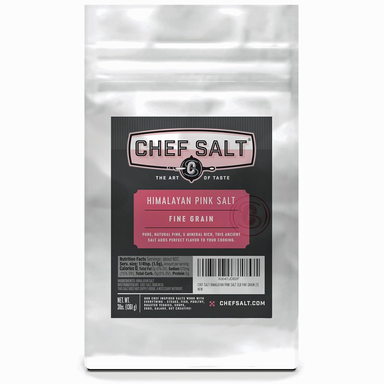 Himalayan Pink Salt - 3lb CHEF Bag - FINE GRAIN